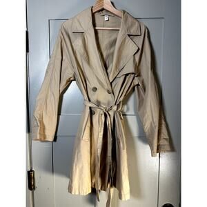 100% Cotton Light weight Trench Tan/Khaki Coat size XS
